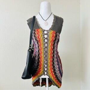 Forever21 Multicolored crochet button layering top